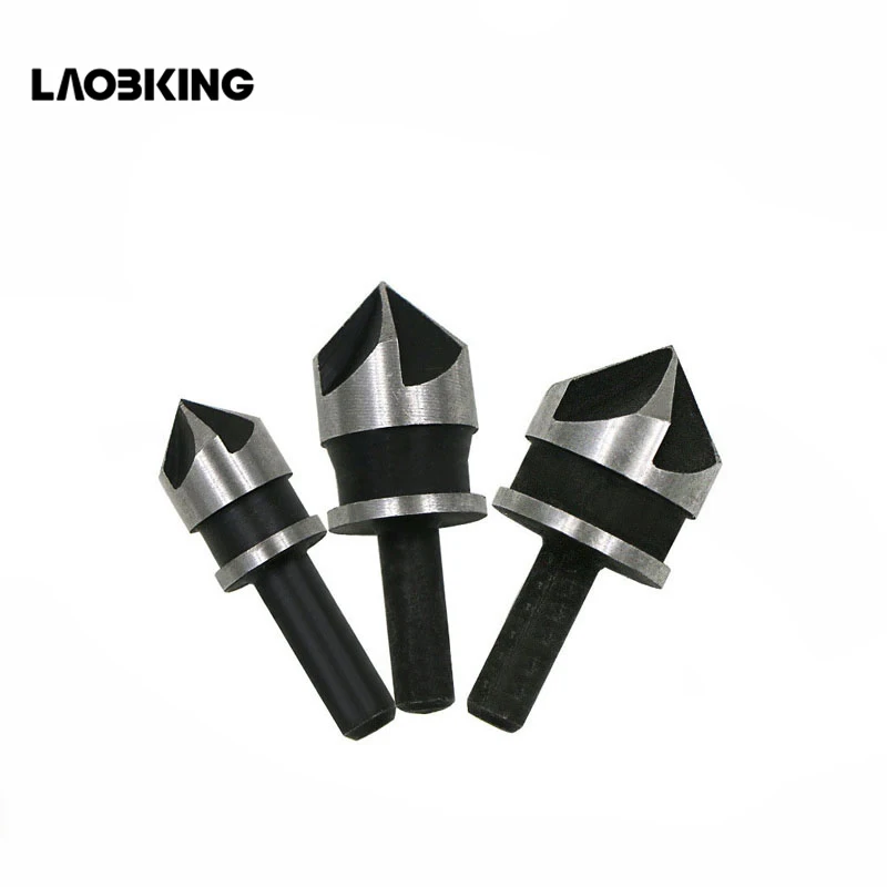 

3Pcs 90 Degree 1/4 Hex Shank Countersink Drill Bit 5 Flute 12-19mm Woodworking Chamfer Counter Sink Chamfering Debur Tool Set