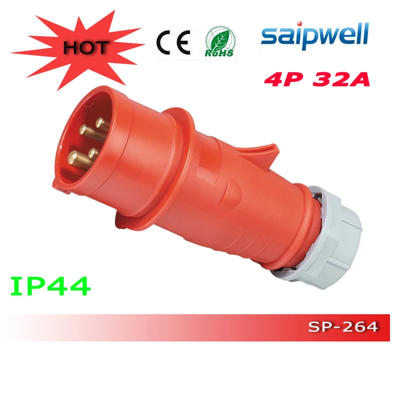 

HOT Sale CEE/ IEC 4P 32A 3P+E 6H Industrial waterproof eu plug socket SP-264