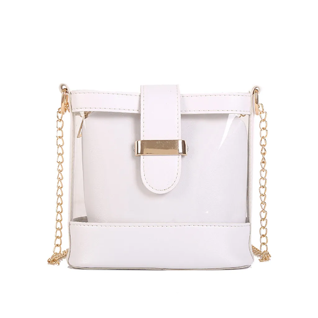 Женская прозрачная забавная сумка-мессенджер, сумка на плечо, кожаная сумка, большая женская сумка, высококачественная повседневная женская сумка#89 - Цвет: White