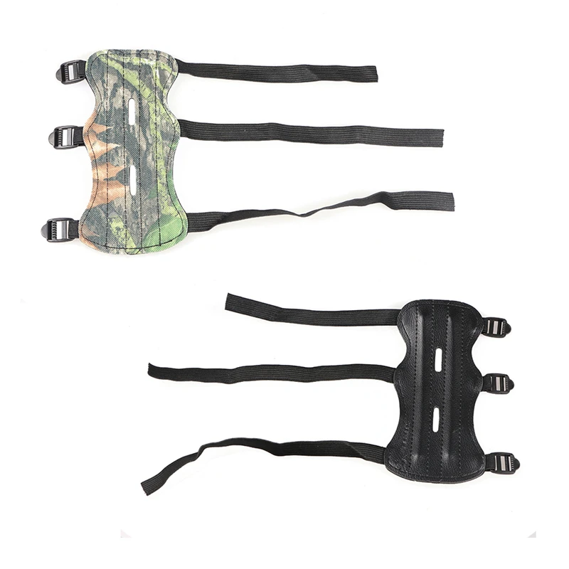 Free shipping 1pc 3 strap archery arm guard camo leather bow shooting