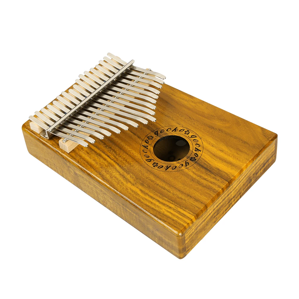 GECKO портативный Kalimba Mbira Sanza 17 клавиш C Tune Thumb фортепиано с Мелодия наклейка музыкальная нотация Koa дерево из красного дерева - Цвет: Burlywood