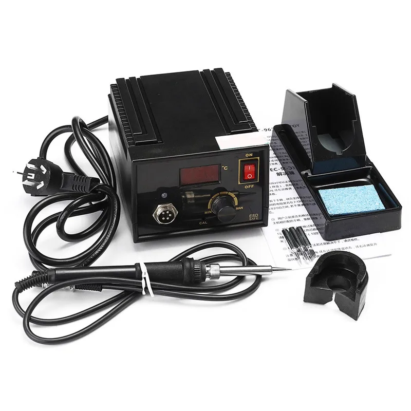 

967 110V 220V Black Metal Electric Rework Soldering Station Iron LCD Display Desoldering SMD Welding Repair Tool