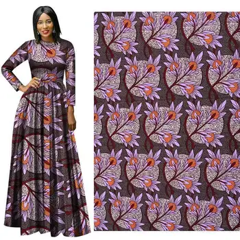 

Ankara Nigerian Floral Printed Wax Fabric Polyester African Batik Cloth Fabric For Dress Suit 6Yards DIY Sewing Materials