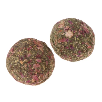 

2pcs Pet Teeth Grinding Ball Natural Grass Toys For Guniea Pig Rabbit Chinchilla