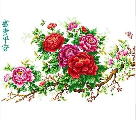 

Embroidery Package Hot Sell Best Quality Cross Stitch Kits The Rich and Honor Peony Flower Free Shipping