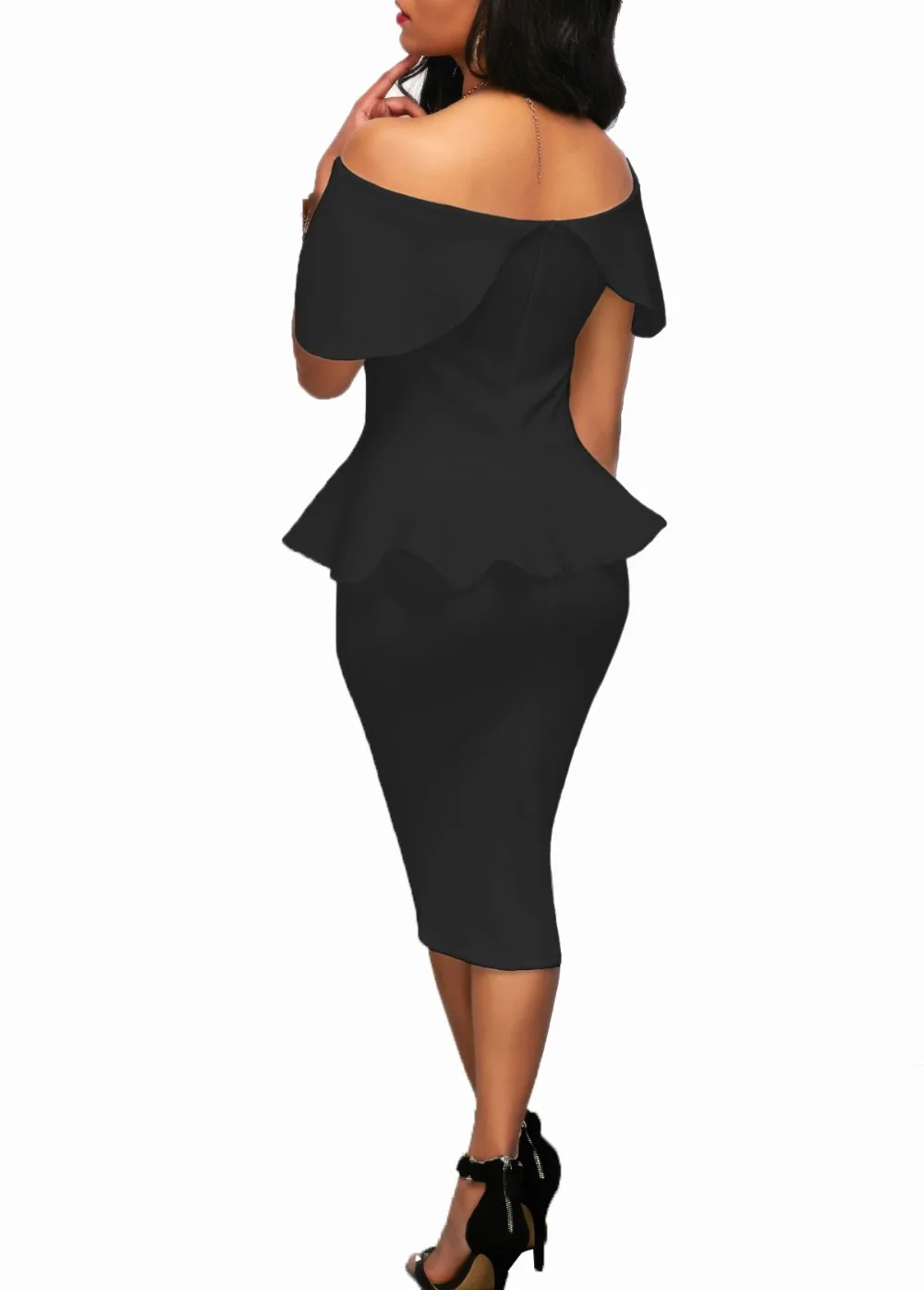 Gladiolus 2018 Summer Slash Neck Off The Shoulder Knee-Length Bodycon Ruffles Office Lady Dress Elegant Party Dresses vestidos  (33)