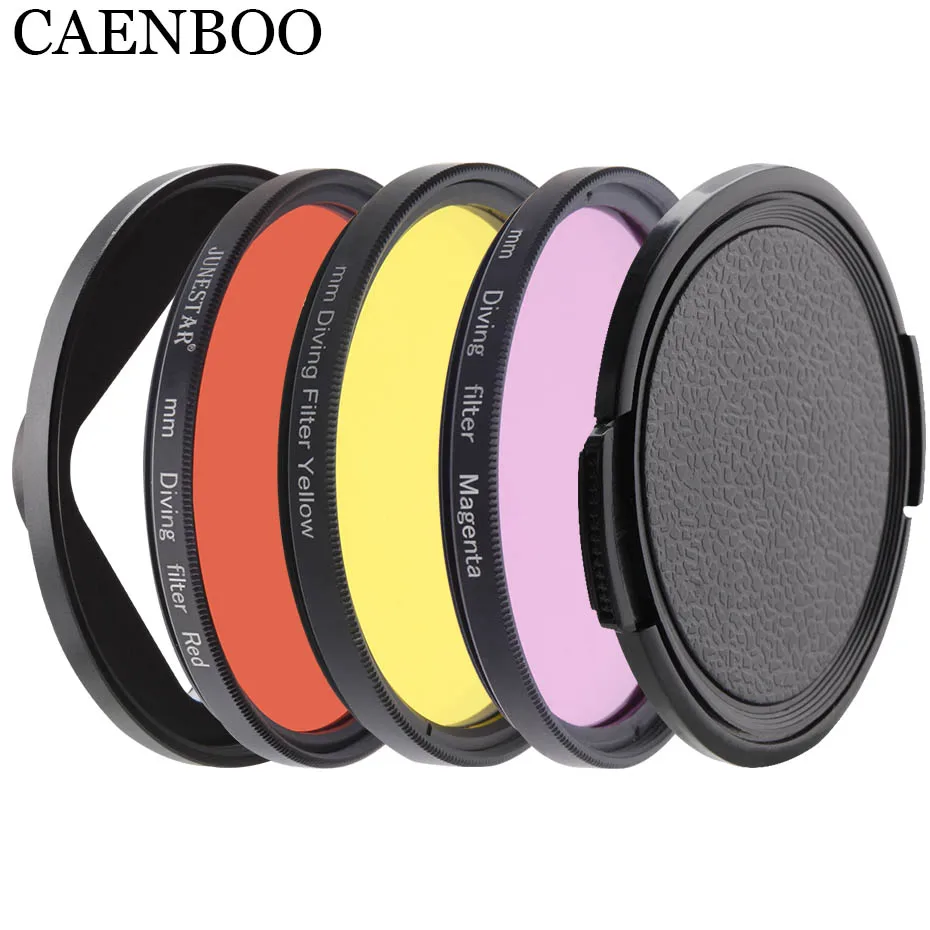 

CAENBOO Lens Filter For XiaoMi Yi 4K/II/Lite/+Plus Color Cap+Ring Filter Yi 4K Waterproof Housing Case 52mm Diving Accessories
