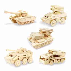 Дети 3D головоломка деревянная сборка развивающие игрушки военный бронированный модель автомобиля ручной работы DIY игрушка для