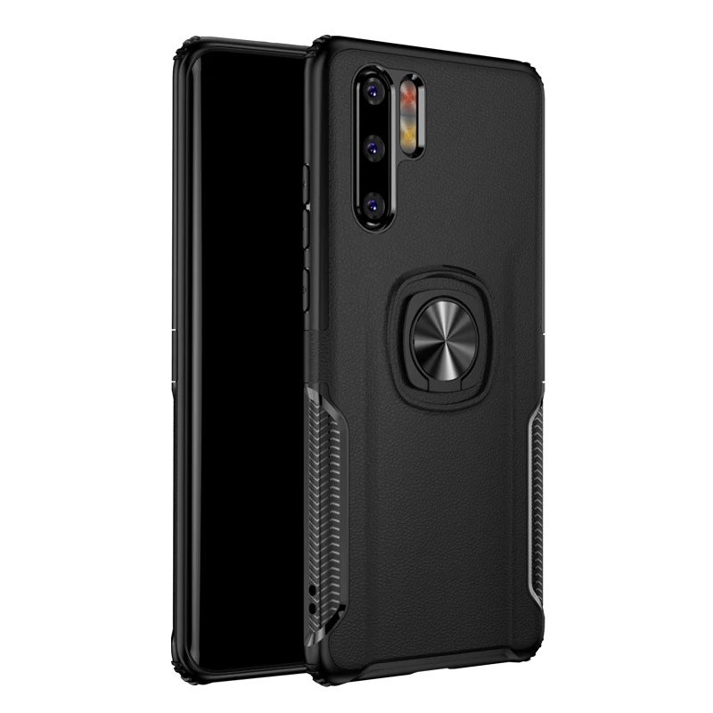 

For Huawei P30 Lite Case Shockproof Armor Hard TPU Soft Silicone Car Magnet Cover for Huawe P30Pro Honor V20 Finger Ring Holder