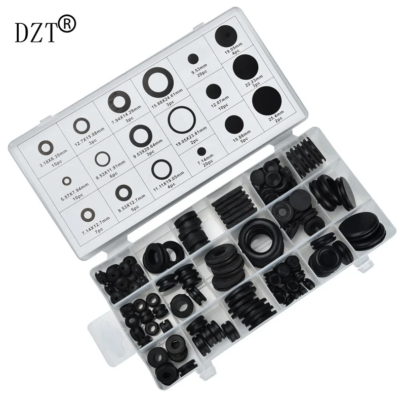 

DZT 125pcs/case Sealing Gasket Set Black O-ring Rubber Assortment Circlips Insulating