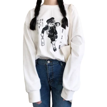 

2019 New Autumn Hoodies Women's College Wind Fun Girl Anime Hoodies Loose Long Sleeve Harajuku Cartoon Pullover Female #2216