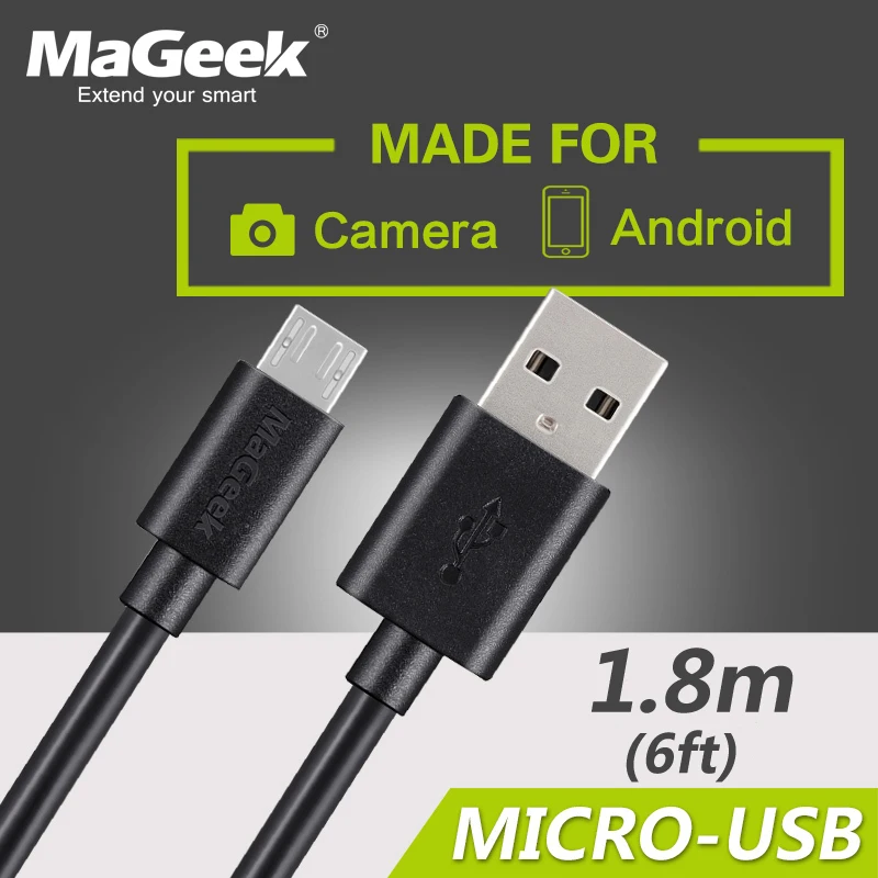 MaGeek 1,8 м/6 футов Премиум удлиненный микро USB кабель высокоскоростные кабели 5V2. 0A для Android