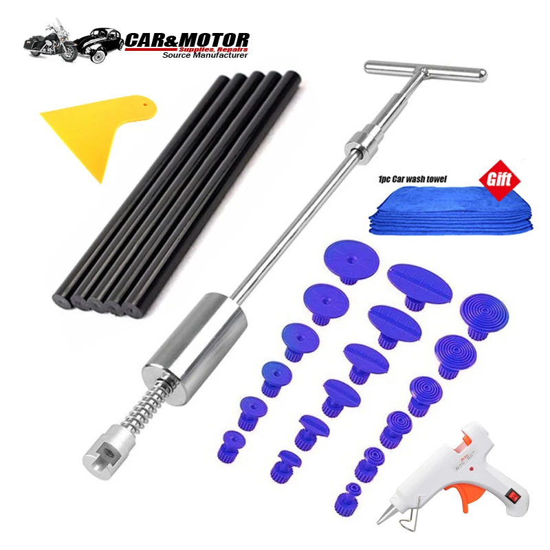 

PDR Tools Kit DIY Dent Repair Dent Puller Kit Dent removal Slide Hammer glue sticks Reverse Hammer Glue Tabs for Hail Damage