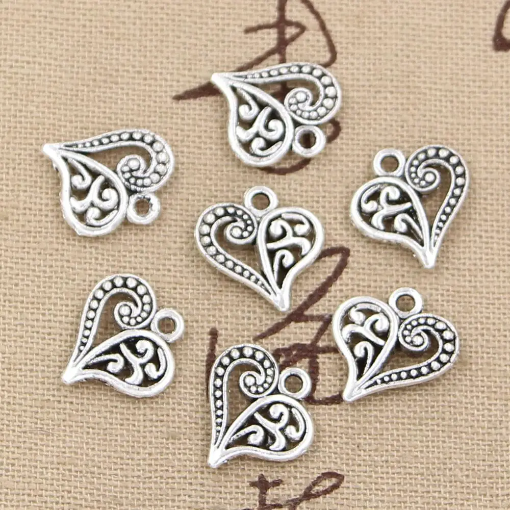 Tibetan silver Love heart Fit earring Connectors Charms Pendant Crafts 