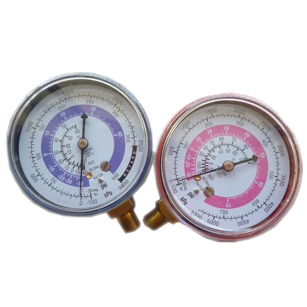 us 15 82 11 off 2 pics cae air conditioner r410a r134a r22 high and low pressure gauge refrigerant brass manifold gauge psi kpa in instrument parts r410a air conditioner