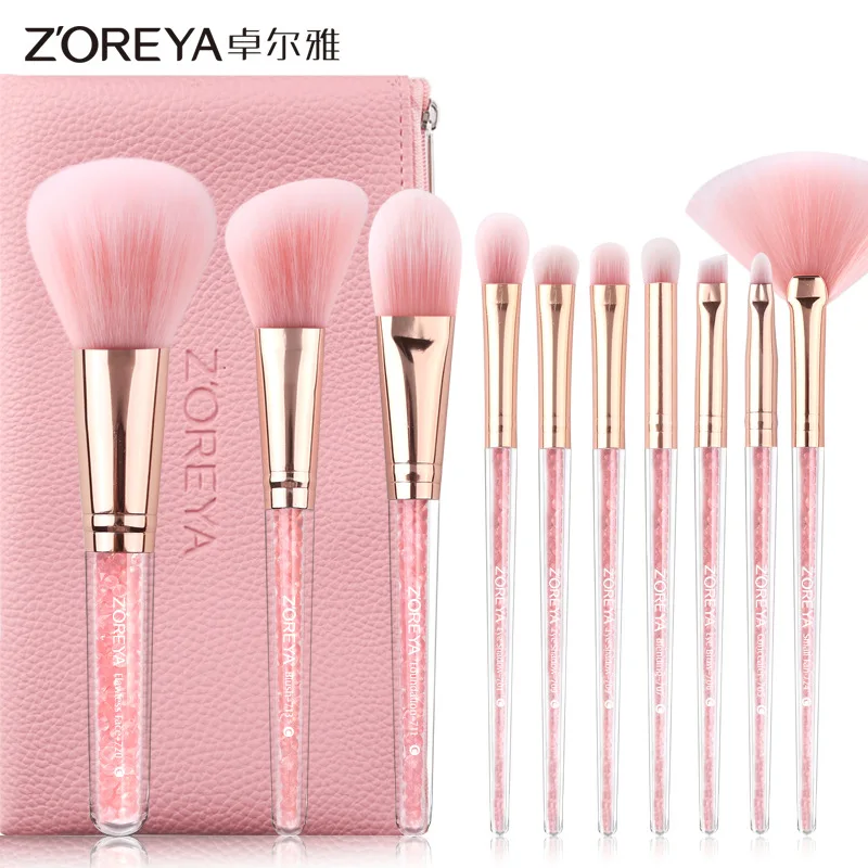 

10PCS Pink Makeup Brushes Set Pincel Maquiagem Powder Eye Kabuki Brush Complete Kit Cosmetics Beauty Tools with Leather Case