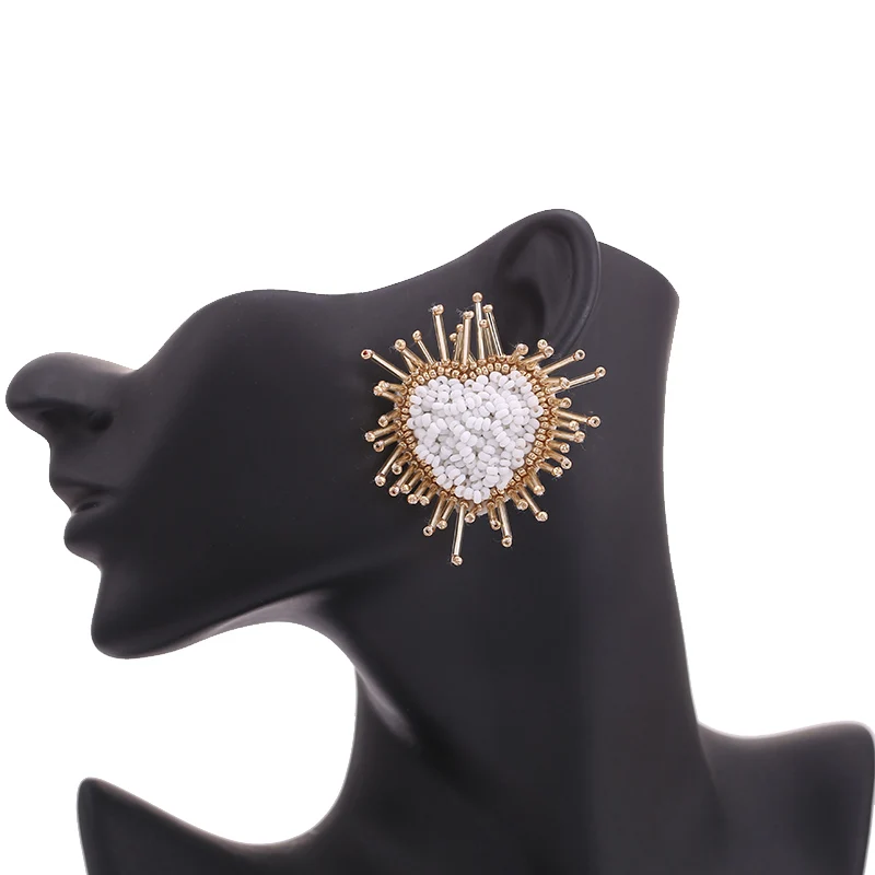 2019 Wedding Beaded Drop Earrings for Women Bohemian All Handmade Flowers Heart Tassel Earring Party Dangle Jewelry (1)