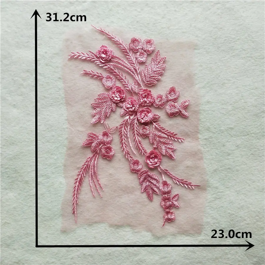 Розовая вышивка кружевной вырез высокого качества ABS Жемчужный Цветок Ткань Украшение свадебное платье швейные изделия аппликации для одежды