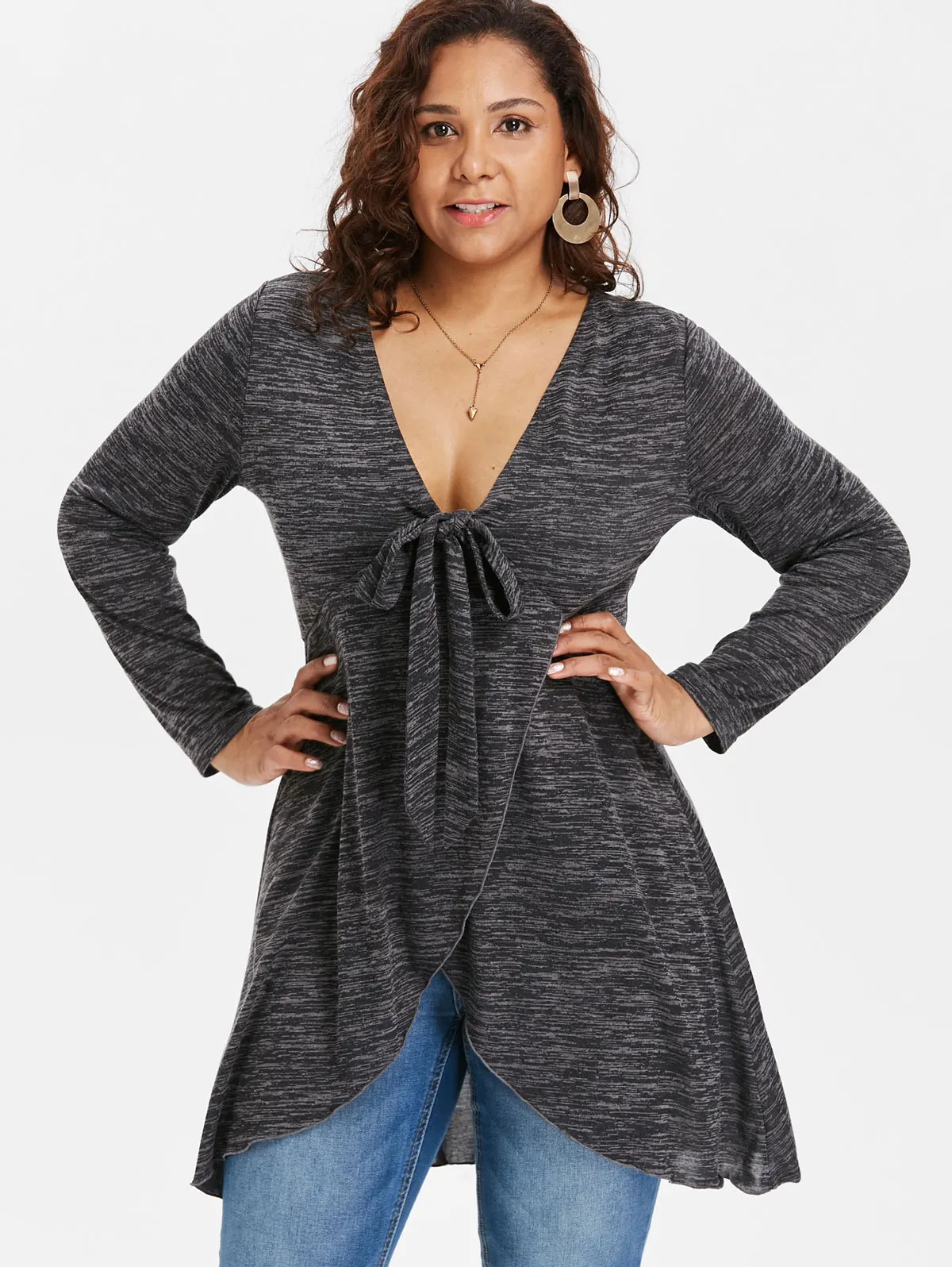 deep v plus size top