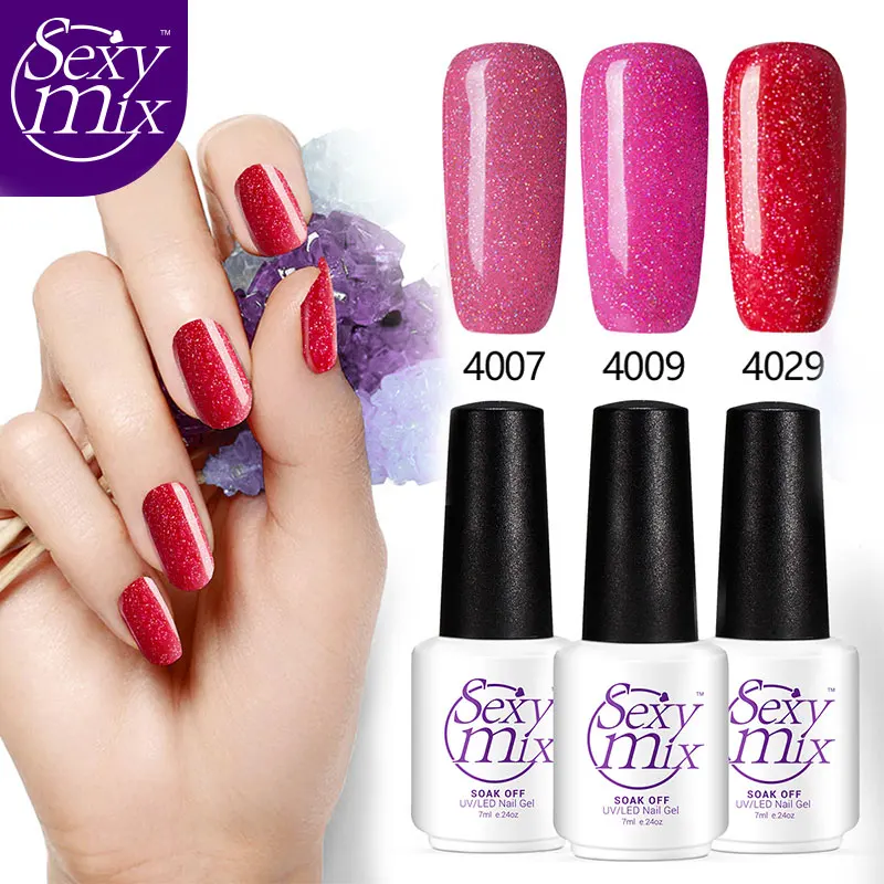 

Sexy mix 3D Glitter UV Led Gel Nail Polish Semi Permanent Colorful Nail Gel Polish Shimmer Soak Off Gel Nail Lacquer