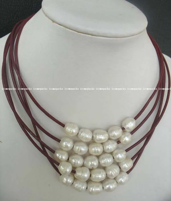 

wholesale noble 17.5" nature 10-12mm white fresh water pearl egg necklace