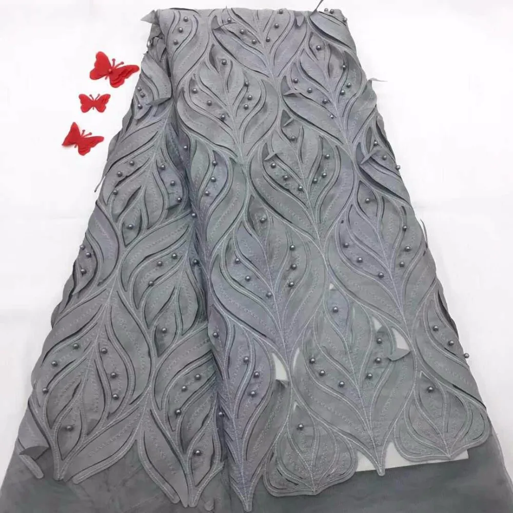 2018 New Design Nigeria Wedding African Tulle Lace Fabric With Beads High Class French Net 5 Yards(FJ-10-18 | Дом и сад