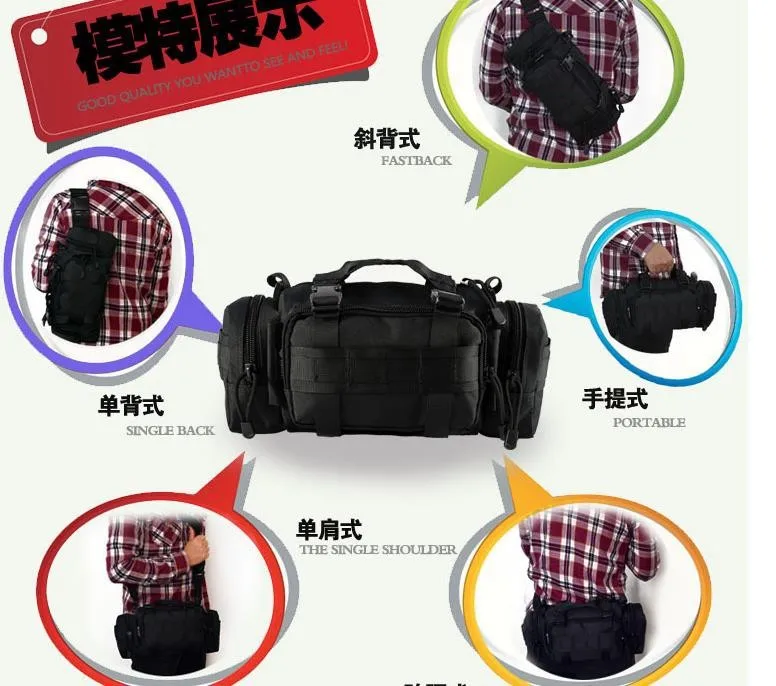 Outdoor man Travel Molle bags 3P magic pocket camera Running Fishing shoulder bag multifunction riding pockets