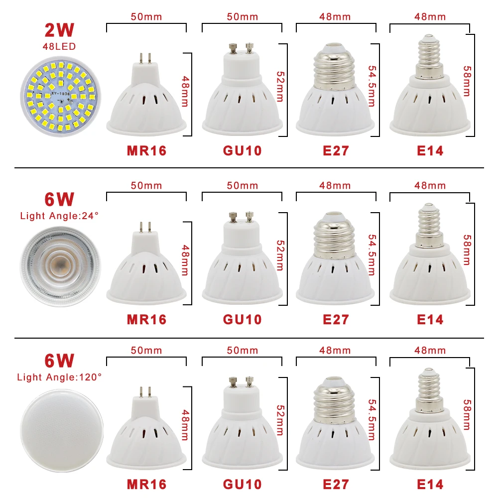 Светодиодная лампа E27 E14 MR16 GU10 220 В 48 Светодиодный одов чип s 2835 SMD 6 Вт|corn bulb|lampada led