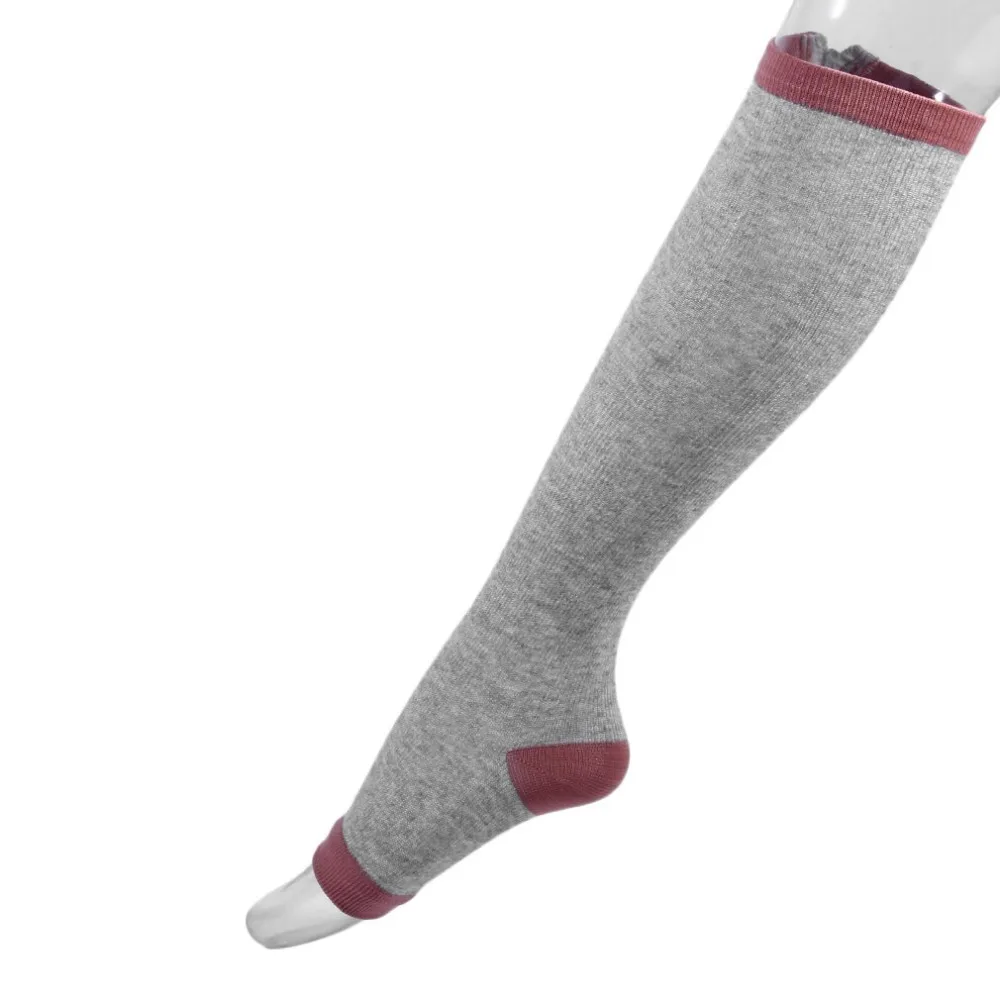 

Solid Color Breathable Cotton Zip Slim Leg Stocking Comfortable Thin Leg Burn Fat Zipper Compression Stockings Support Knee Sock