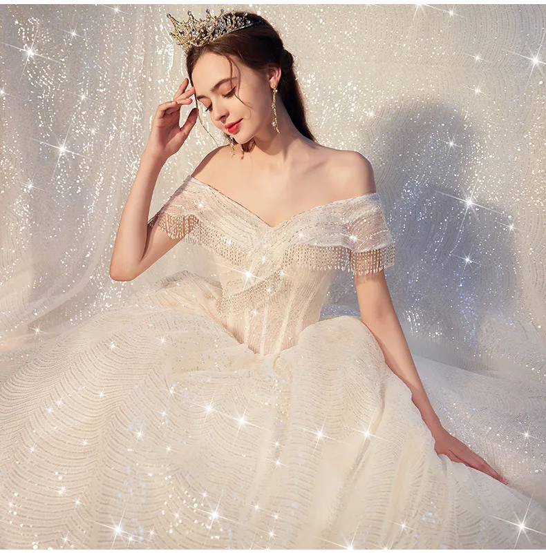 Роскошное блестящее бальное платье Vivian's Bridal звездное небо с кисточками
