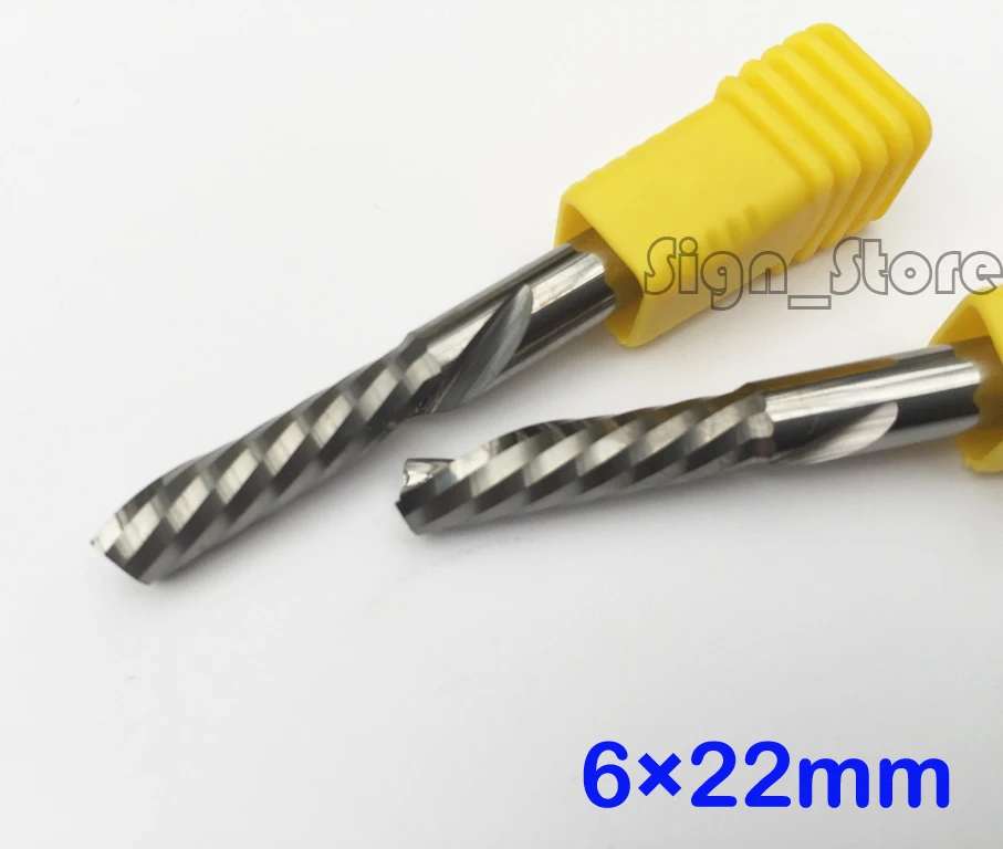 2pc 6mm*22mm Free shipping single flute Left hand spiral end mill CNC