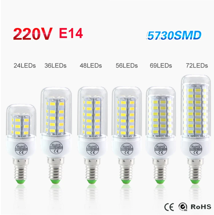 1 шт. Светодиодная лампа E27 E14 7 Вт 12 15 18 20 25 SMD5730 кукуруза 220 В Бесплатная доставка|led