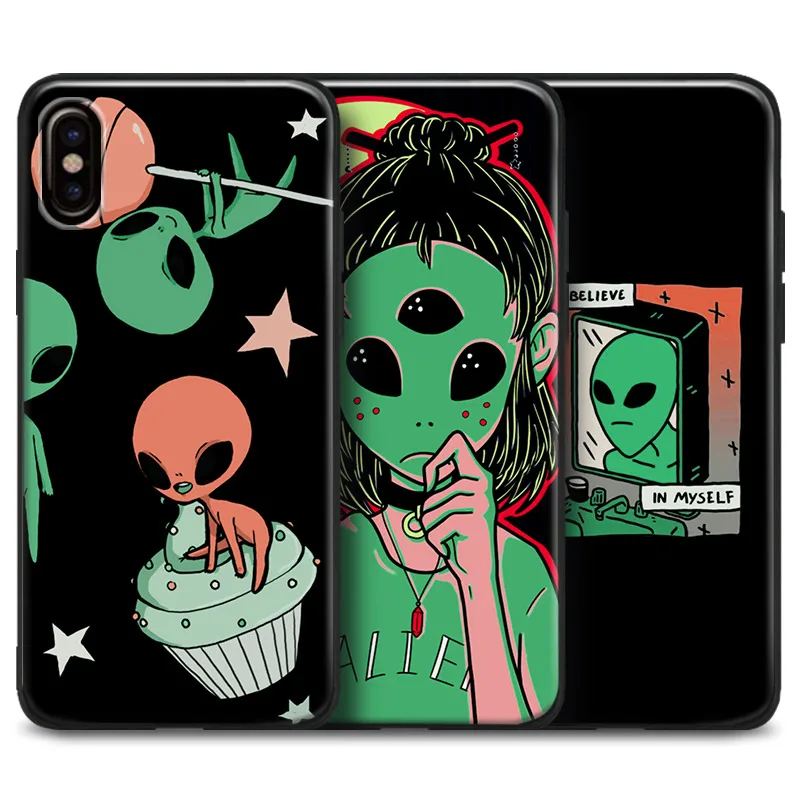 

Aesthetics Cute alien space pattern Soft Silicone Phone Case Cover Shell For Apple iPhone 5 5s Se 6 6s 7 8 Plus X XR XS MAX