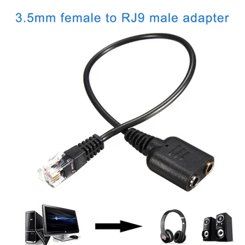 

3.5mm Female to RJ9 Male Headset Jack Phone Audio Adapter Cable Converters New Arrival