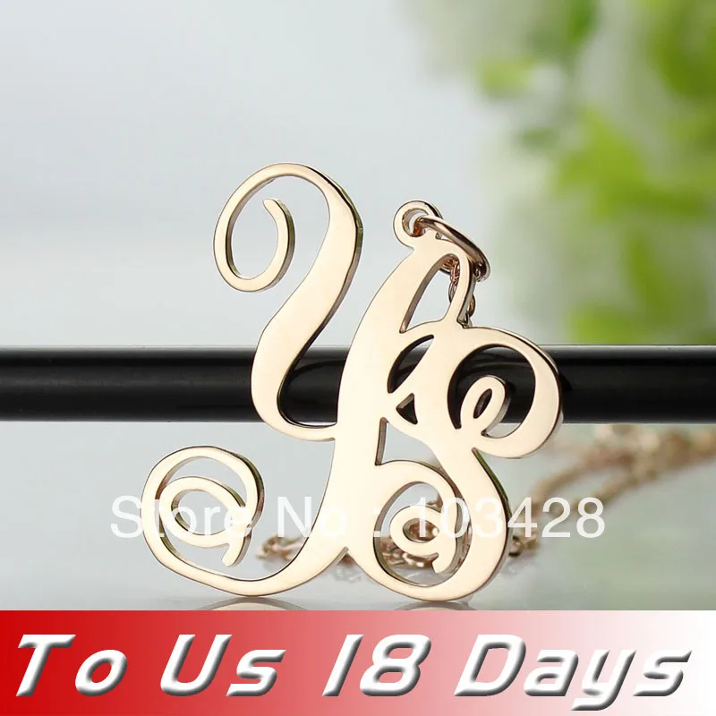 Ailin Freeshipping 2 Letters Rose Gold Color Monogram Necklace Ailin Freeshipping 2 Letters Rose Gold