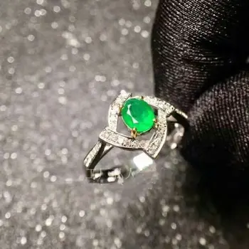 

shilovem 925 sterling silver real Natural Emerald Rings fine Jewelry women trendy wedding open wholesale 4*5 jcj040501agml