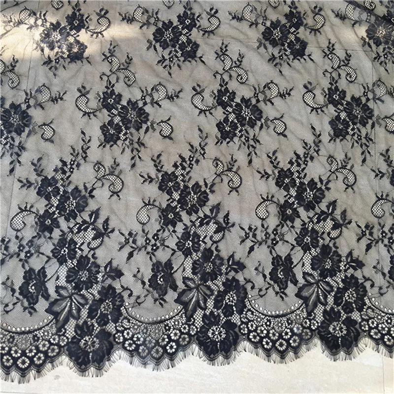 3 м/лот французская кружевная ткань с отделкой ресниц белая и черная Цветочная вышивка гипюр кружевная ткань одежда свадебное платье аксессуары