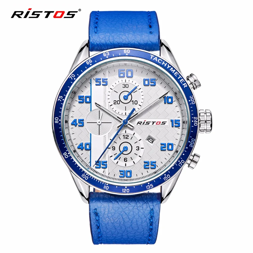 

RISTOS Quartz Men Watch Casual Genuine Leather Watches Reloj Masculino Wristwatch Luxury Reloj Hombre Military Christmas gift