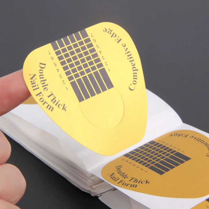 

100pcs Professional Golden hoof shape Nail Forms for Acrylic/UV Gel Nail Extensions Nail Sticker Guide Form Manicure Decoration