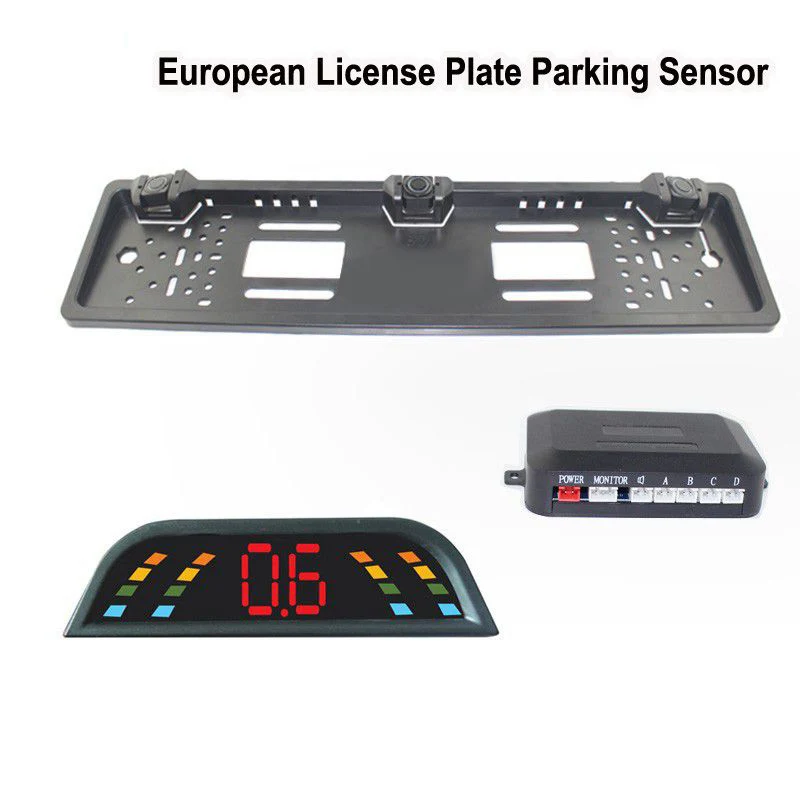  Car Parking Sensorreversing Radar European License Plate Camera Front Back Electromagnetic Monitor 