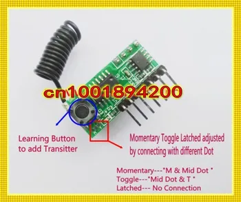 

Learning Code Receiver module AM 315/433MHz DC 5V it can learn more than 8 Code Toggle Latched Momentary Adjustable