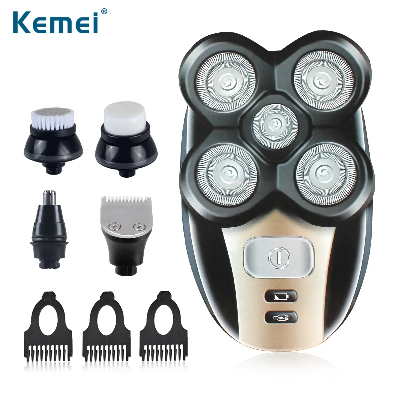 Продажа Kemei электробритва, 5 лезвий, электрическая бритва, перезаряжаемая бритва, многофункциональная, 5 в 1, для мужчин, уход за лицом, моющаяся KM 1000