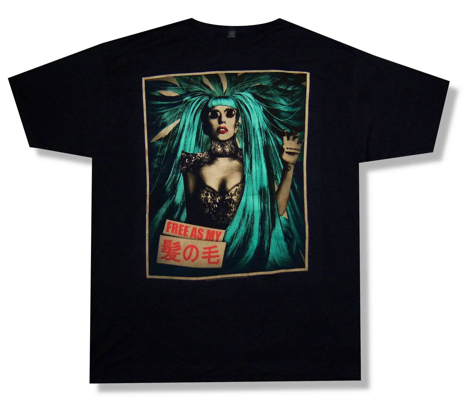 LADY GAGA &quotFREE AS MY HAIR&quot BLACK T-SHIRT 2013 CANCELED TOUR BORN THIS WAY NEW | Мужская одежда