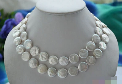 

Miss charm Jew.720 34" 15mm white coin freshwater cultured pearl necklace