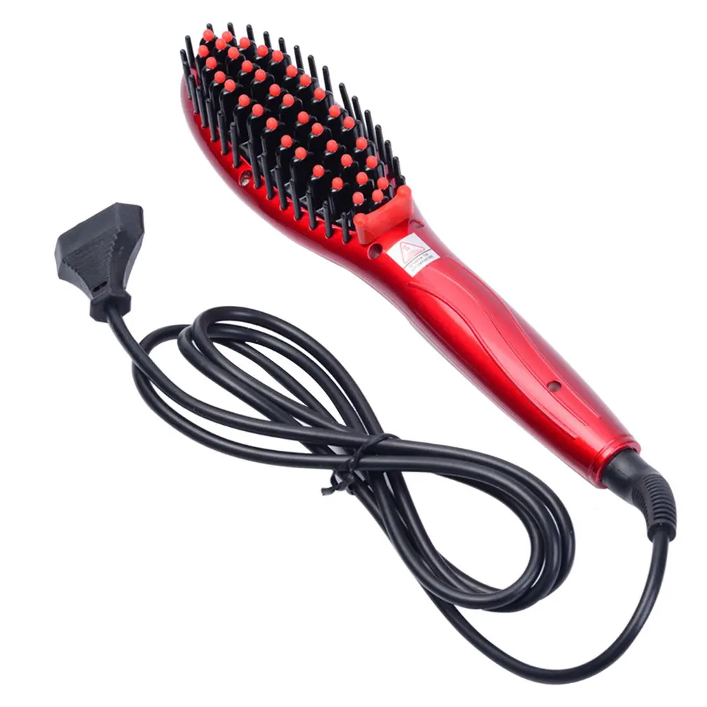 Household Straight Hair Comb Straight Hair Artifact Portable Electric Splint Ceramic Hairdressing Tool No Damage - Цвет: red AU Plug