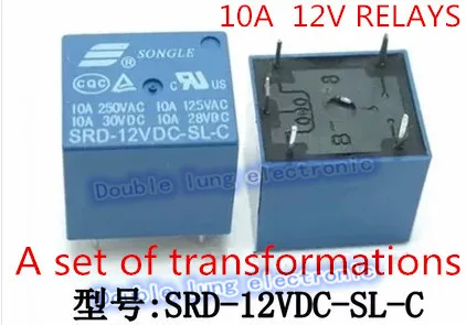 10 шт./лот оригинальный SRD-12VDC-SL-C 5 контактов PCB Тип 12В DC SONGLE Реле питания |