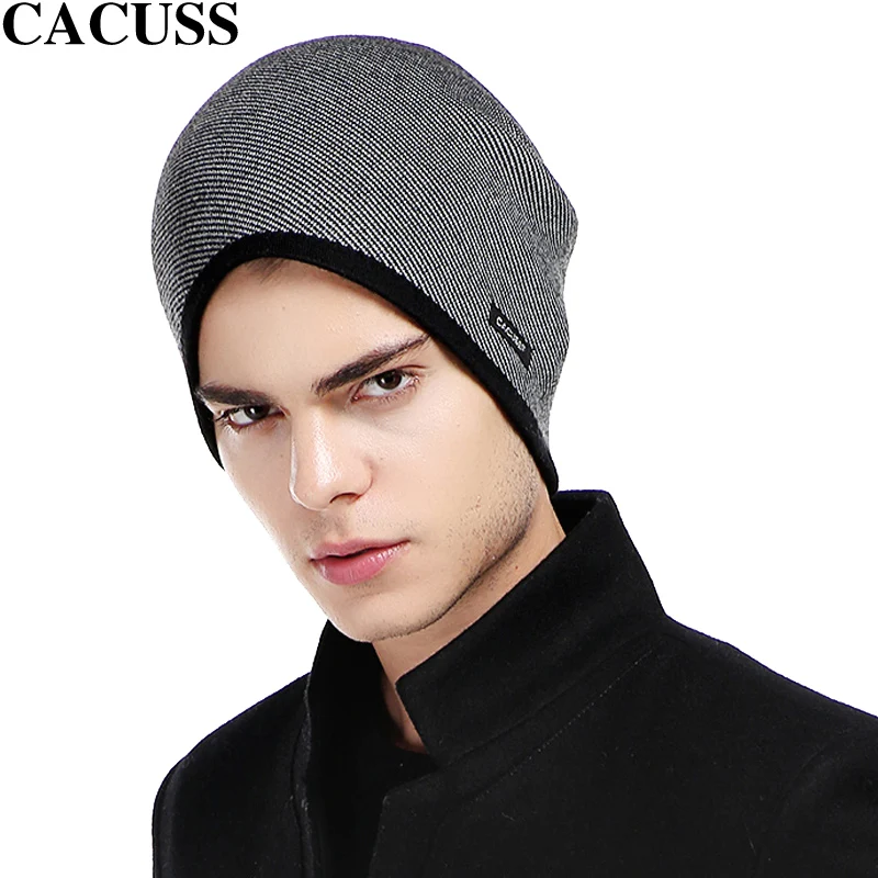 Cacuss brand wool hat men double side use head hats keep warm caps autumn winter soft hats high