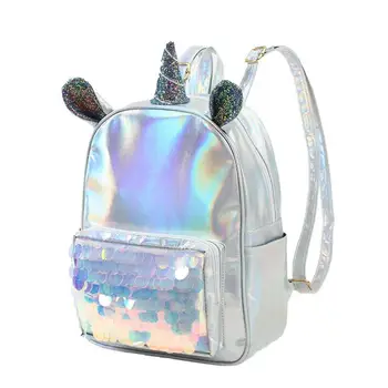 

Fashion Leather Unicorn Backpack For Women Girls Clear Mermaid Sequins Travel Bag Teenager Student Schoolbag Mochila Feminina