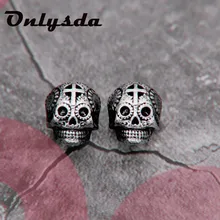 Onlysda, серьги в стиле панк с черепом для мужчин и мальчиков, крутые ювелирные изделия, серьги-гвоздики в стиле хип-хоп, винтажные рок серьги-скелеты, подарок на Хэллоуин ES043