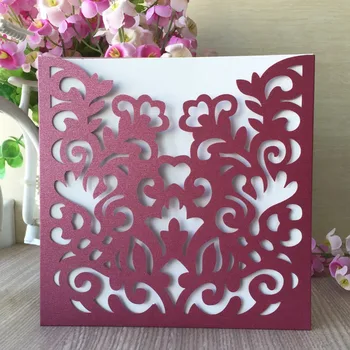 

30pcs/lot Laser Cut Pocket Design Wedding Invitations Card Event&Party Supplies Birthday Invitations Gift Card
